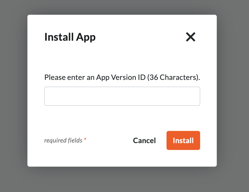 Procore install dialog showing the application ID field